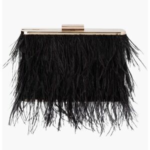 Olga Berg black feather clutch